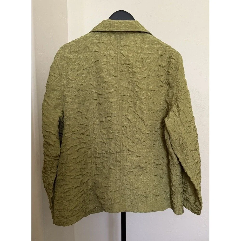 Chico’s Women’s XL Chartreuse Puckered Textured Jacket Size 3 Resort Cruise